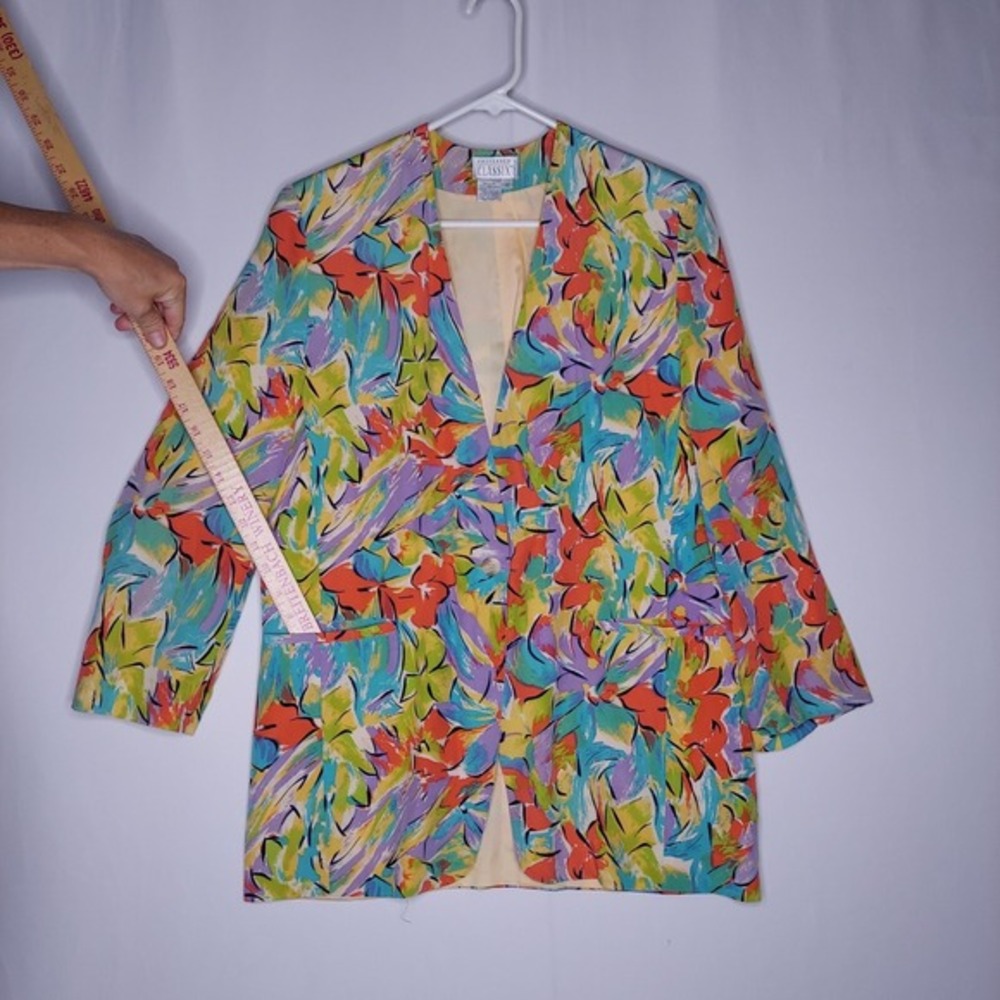 Preferred Classix Vtg Women Silk Blazer 12 Artsy Abstract Quiet Luxury Coastal View 4
